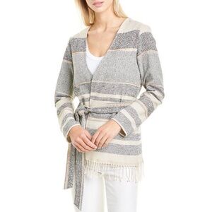 Drew large Lolita fringe striped cardigan with belt like new